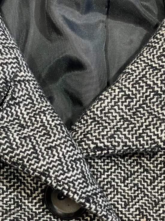 Nick & Mo Wool Blend Herringbone Blazer Jacket Grey Black Tweed Poetcore M - Picture 14 of 14
